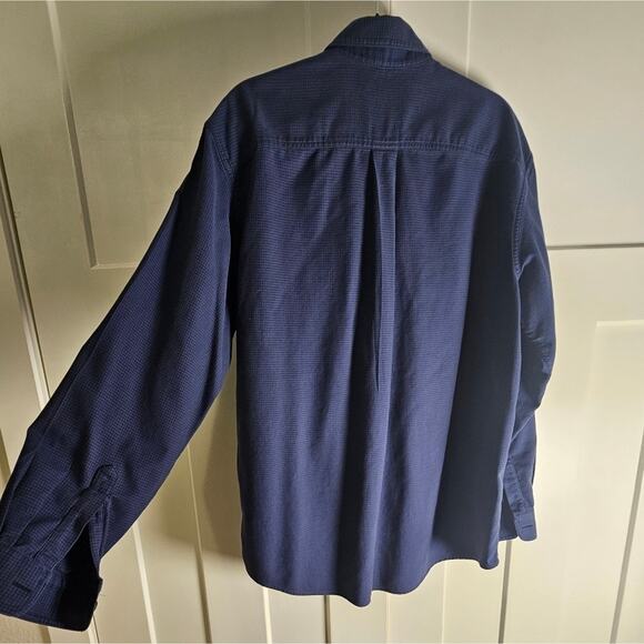 LL Bean Men's Collared Button Up Cotton Shirt Blue & Black XL - Picture 5 of 12